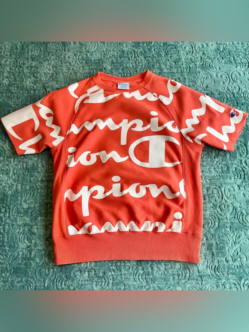 Men’s Champion Reverse Weave Crewneck Sweatshirt in Papaya | Size M